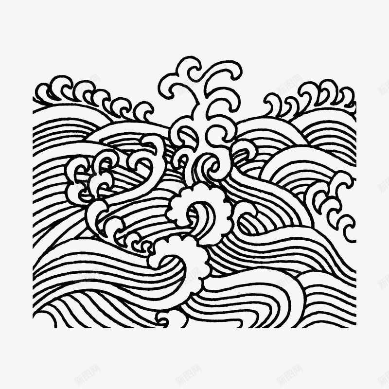 海浪纹理黑色线条古典png免抠素材_新图网 https://ixintu.com 古典 海浪 海浪纹理 纹理 线条 黑色