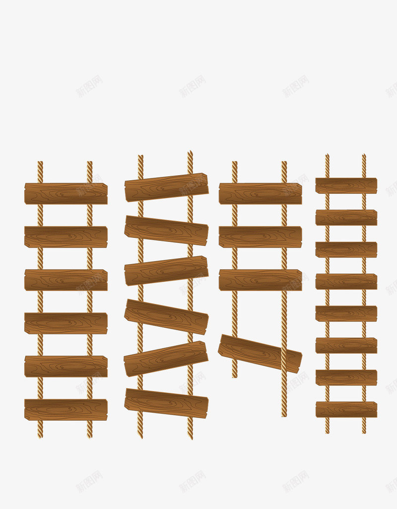 木质梯子png免抠素材_新图网 https://ixintu.com 云梯 木板梯子 矢量素材 绳梯 褐色木块梯子
