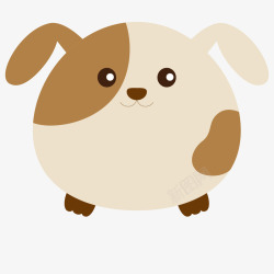 手绘棕色丝带圆形贴标可爱小狗卡通动物矢量图高清图片