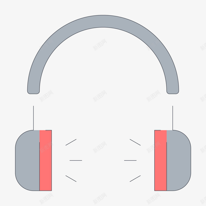 手绘灰色耳机png免抠素材_新图网 https://ixintu.com 一个耳机 创意作品 平面 手绘 灰色耳机 红色点缀