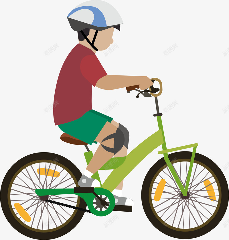 儿童自行车png免抠素材_新图网 https://ixintu.com 儿童 儿童安全帽 单车 卡通 学骑车 护具 护膝 脚踏车 骑行者 骑车