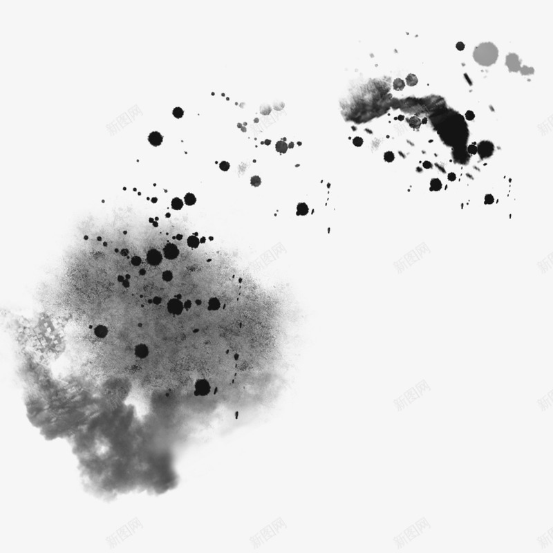 黑色墨点png免抠素材_新图网 https://ixintu.com 传统 创意 国画 墨点 点状 烟雾 绘画 黑色