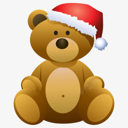 熊帽卡通坐着的圣诞小熊高清图片