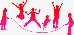 儿童跳绳六一儿童节61剪影跳绳童年高清图片
