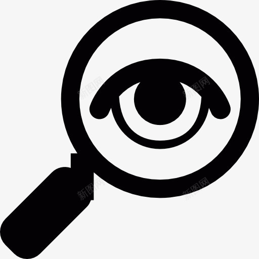 眼睛上的放大镜图标png_新图网 https://ixintu.com 侦探 分析 搜索 放大 查找 眼睛图标 间谍