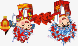 中国风卡通拜堂夫妻婚礼素材