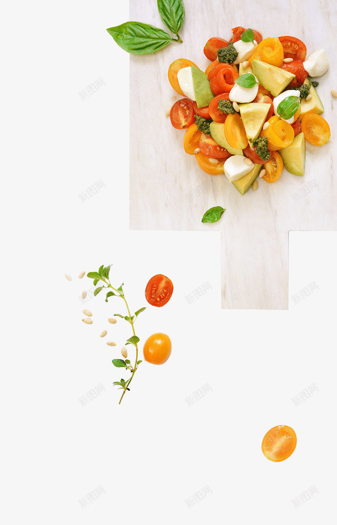 木板上的食物png免抠素材_新图网 https://ixintu.com 叶子 木板 水果 食物