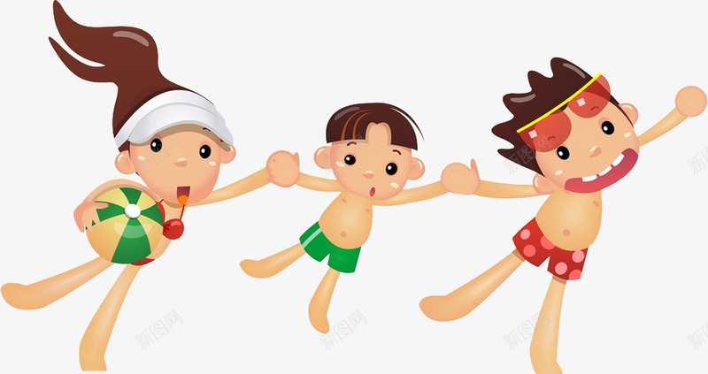 卡通人物png免抠素材_新图网 https://ixintu.com 卡通人物 旅游 海边 游泳 游泳班