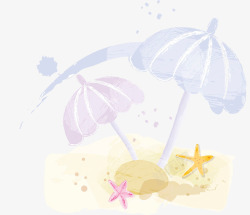 手绘水彩装饰插图粉嫩雨伞素材