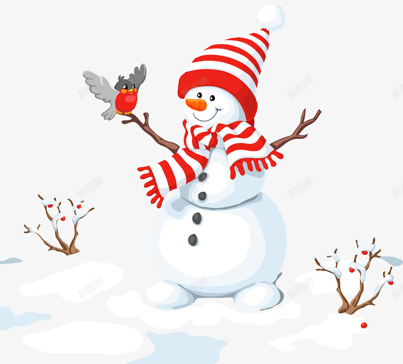 雪地里的雪人png免抠素材_新图网 https://ixintu.com 下雪 冬天 冬季 卡通 圣诞 圣诞节 雪地 飘雪