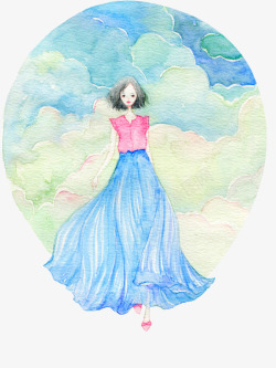 长裙搭配手绘少女系列高清图片