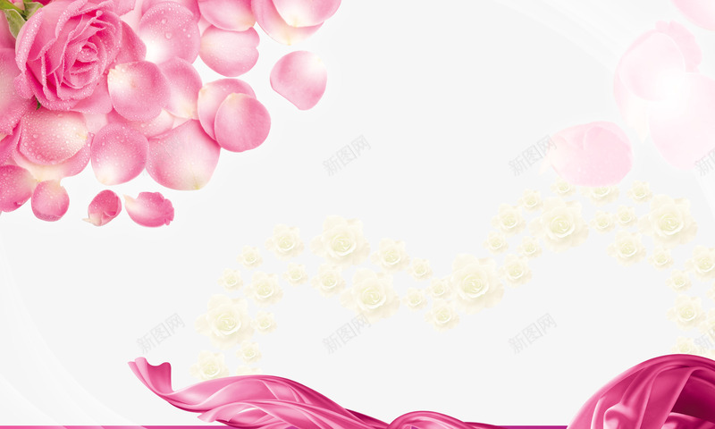 白粉色玫瑰花瓣背景png免抠素材_新图网 https://ixintu.com 玫瑰 白玫瑰花瓣 白粉色 素材背景 花瓣