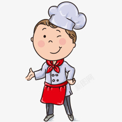 红色围裙卡通厨师高清图片