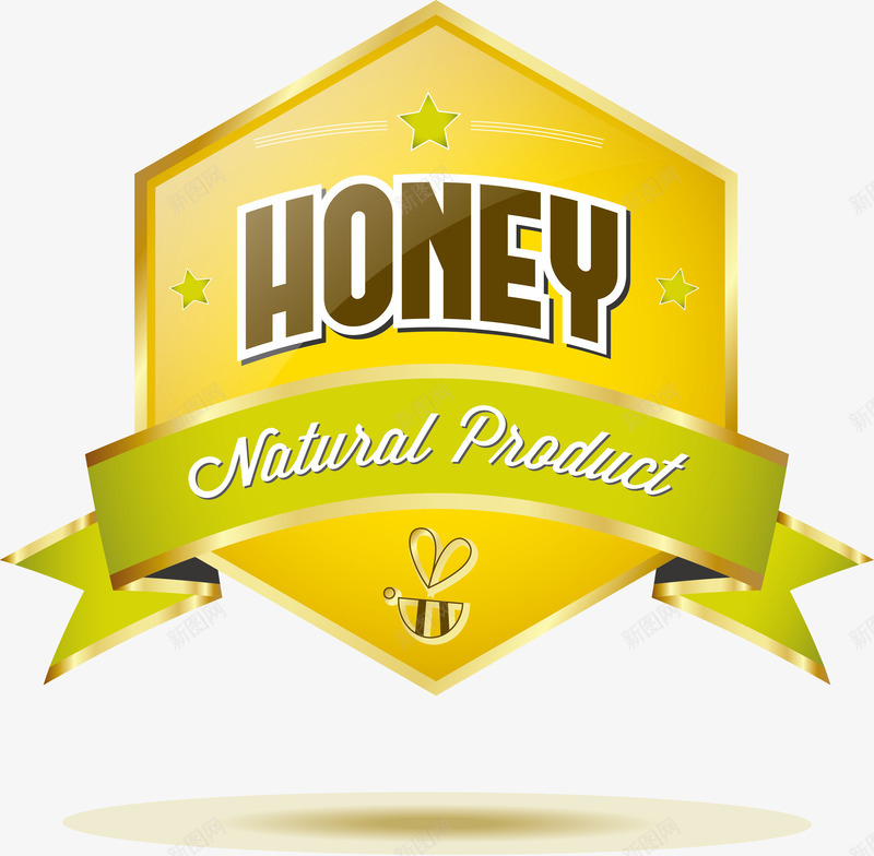 蜂蜜促销标签png免抠素材_新图网 https://ixintu.com 丝带 产品 推荐 标签 玻璃质感 蜂蜜