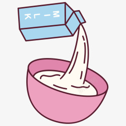 盛牛奶容器设计卡通牛奶与粉色的碗高清图片