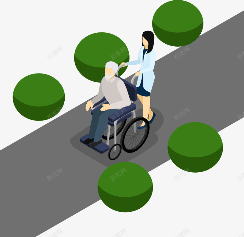 坐轮椅的老人png免抠素材_新图网 https://ixintu.com 人物 卡通人物 卡通老人 坐轮椅的老人 老人 轮椅