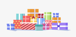 一堆彩色纸箱一堆彩色礼品盒高清图片
