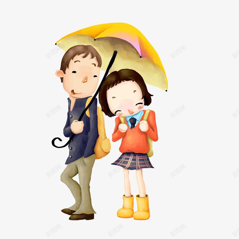 喝彩的人情侣png免抠素材_新图网 https://ixintu.com 下雨 喝彩的人 女人 害羞 开心 情侣 男人 花伞