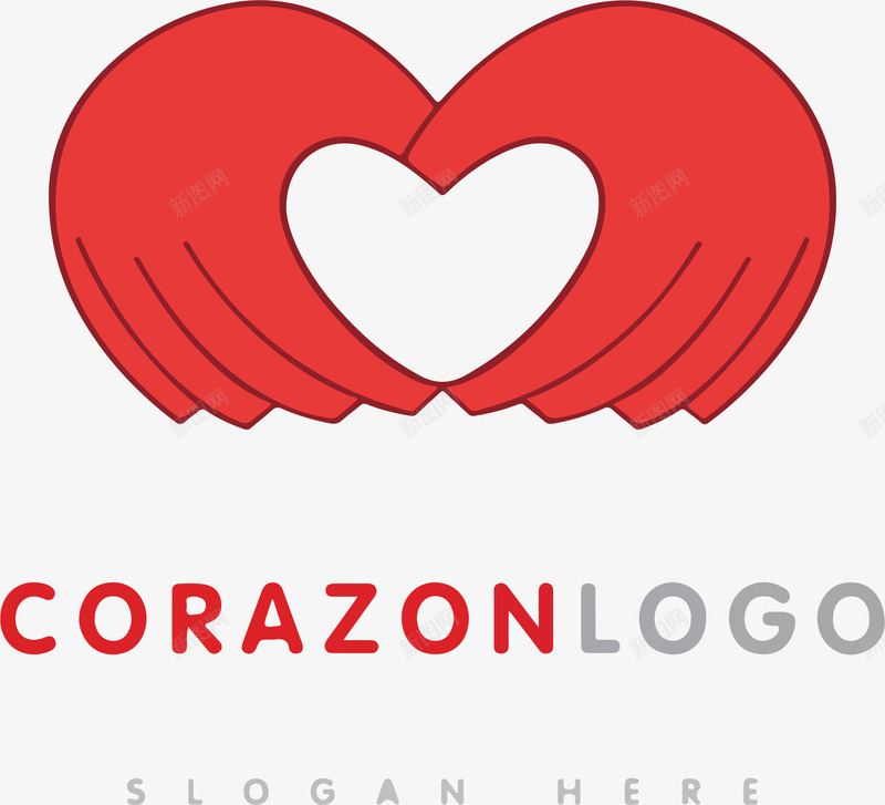 手绘比心矢量图图标ai_新图网 https://ixintu.com corezon logo logo在线制作 产品 卡通 双手比心 手绘 标志 比心 红色 英文 矢量图