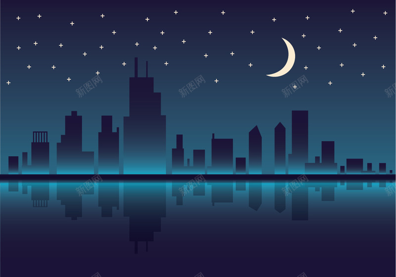 夜晚城市png免抠素材_新图网 https://ixintu.com 城市 夜晚 建筑 星空