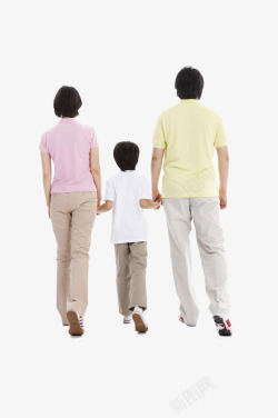 现代化风格行走的温馨一家人背影图案高清图片