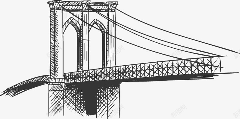 纽约手绘装饰元素png免抠素材_新图网 https://ixintu.com 大桥 手绘元素 手绘装饰 美国元素