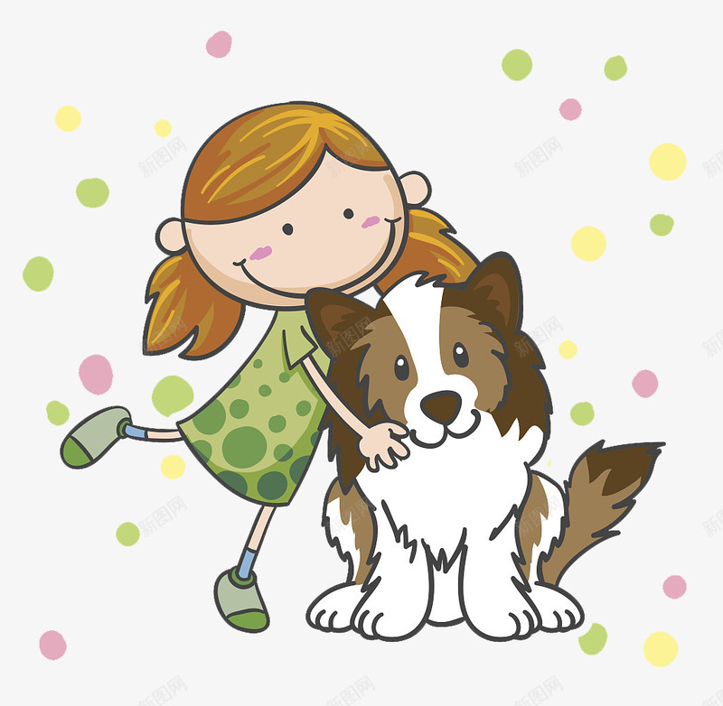 卡通插图小女孩与小狗png免抠素材_新图网 https://ixintu.com 卡通插图 可爱插图 小女孩 小狗 抱着小狗的女孩 狗与人
