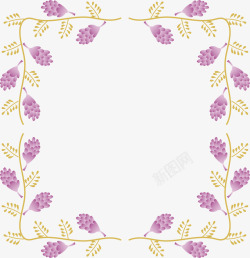 紫色春季草环框架素材