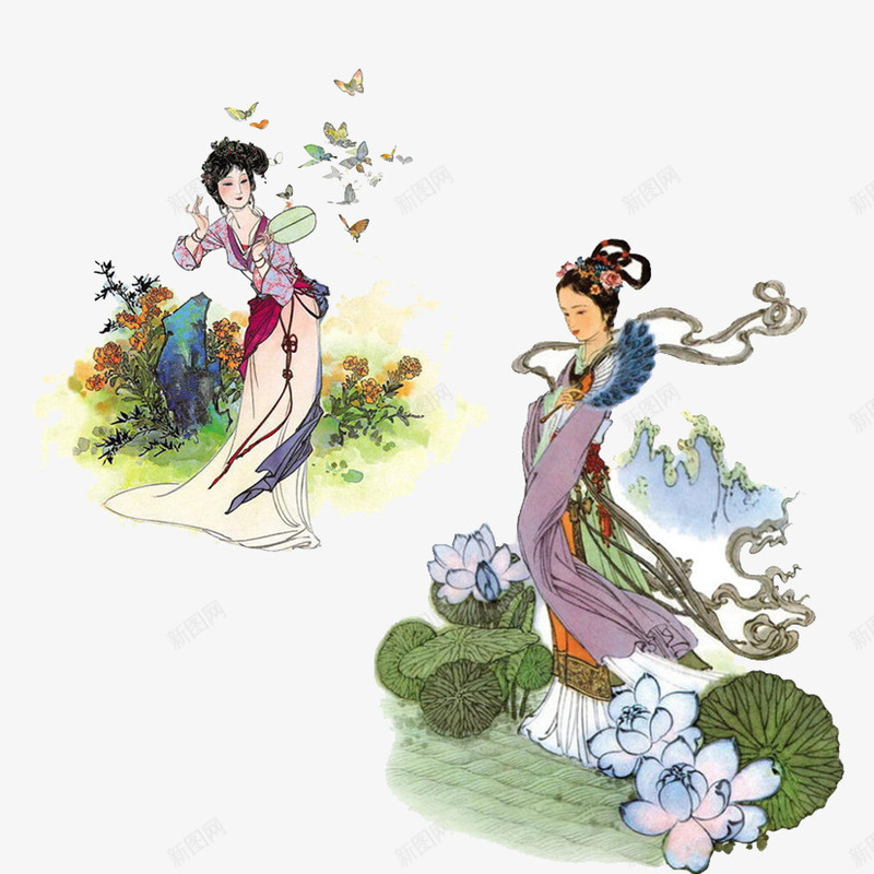 古典少女插画png免抠素材_新图网 https://ixintu.com 中国风 古典人物 少女 手绘古典美女