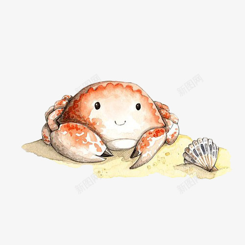 手绘小螃蟹png免抠素材_新图网 https://ixintu.com 小螃蟹 手绘 沙滩 贝壳