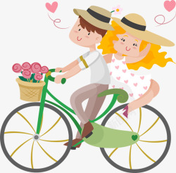 浪漫骑单车情侣人物素材