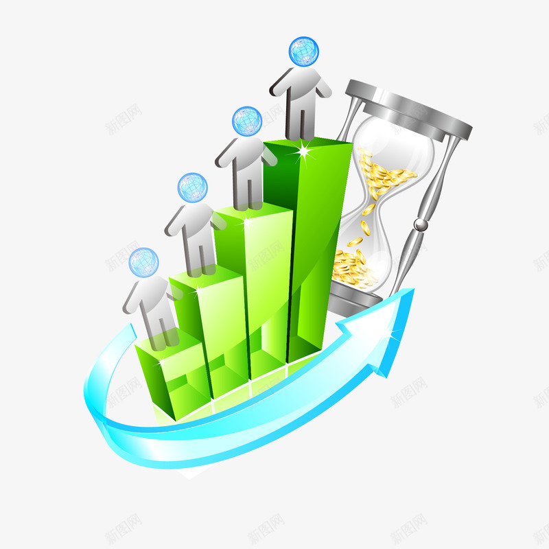 商务企业装饰矢量图ai免抠素材_新图网 https://ixintu.com 企业 商务 增长比 沙漏 立方图 金币 矢量图