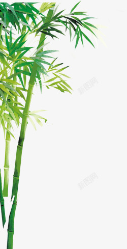 墨绿色竹叶手绘水墨绿色树叶竹叶竹林高清图片