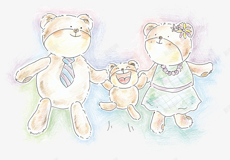 创意水彩卡通幸福的一家人小熊png免抠素材_新图网 https://ixintu.com 一家人 创意 卡通 幸福 水彩