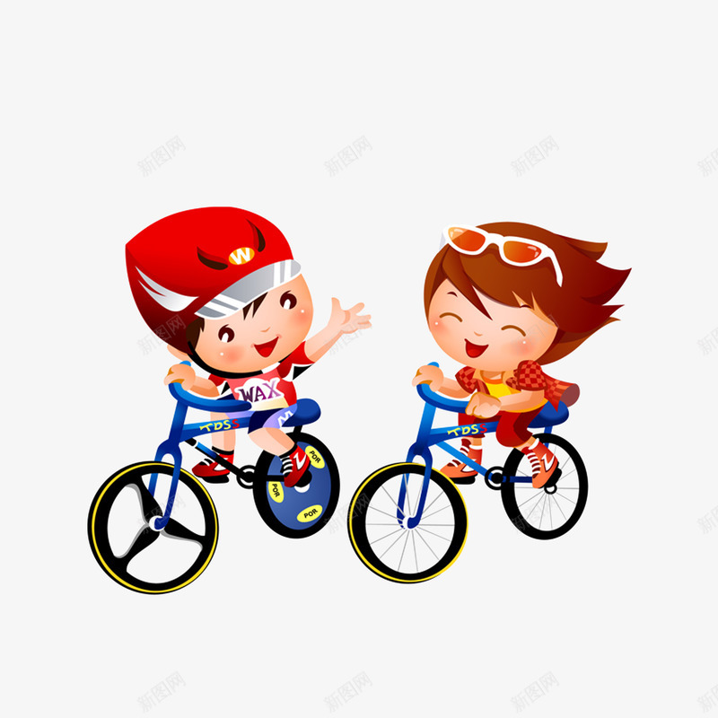 卡通男女孩骑单车png免抠素材_新图网 https://ixintu.com 一起锻炼 卡通男女孩骑单车 情侣骑单车 自行车