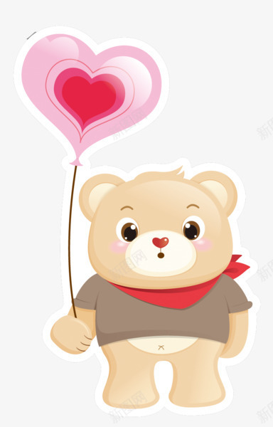 手拿爱心气球小熊png免抠素材_新图网 https://ixintu.com 卡通 可爱 小熊 气球 爱心 红领巾