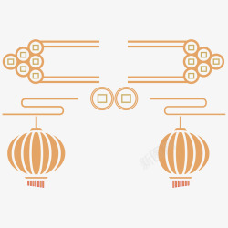 古钱中国传统铜钱古典灯笼矢量图高清图片