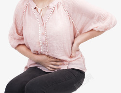 橘色衣服女性女性经期腹痛高清图片