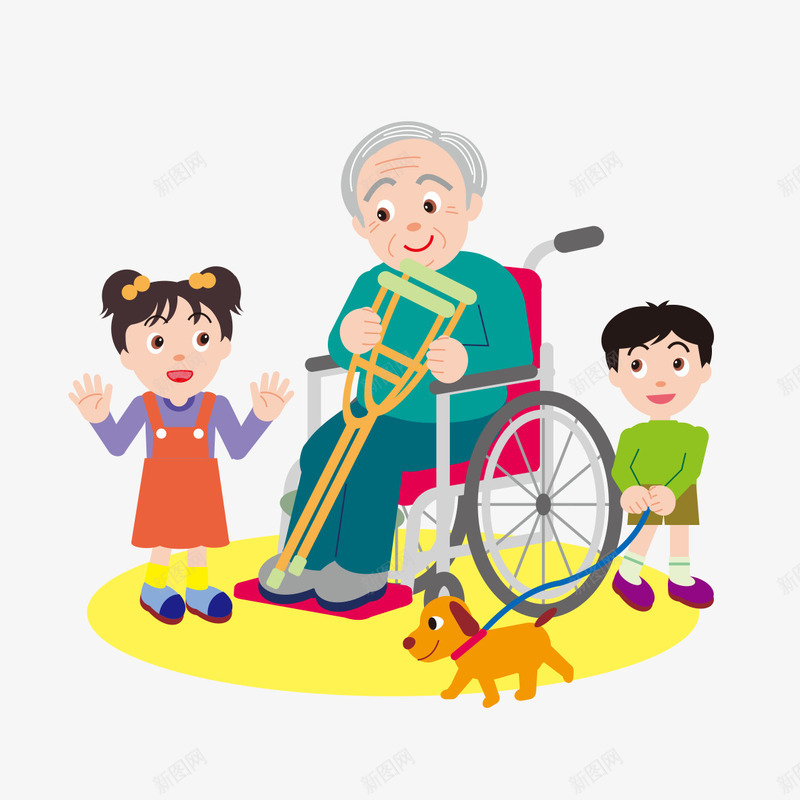 老人轮椅小孩卡通png免抠素材_新图网 https://ixintu.com 卡通小孩 卡通老人 坐轮椅的老人 小孩 小孩老人 老人 老人卡通