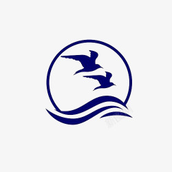 波纹logo蓝色圆形波浪燕子图案标志图标高清图片