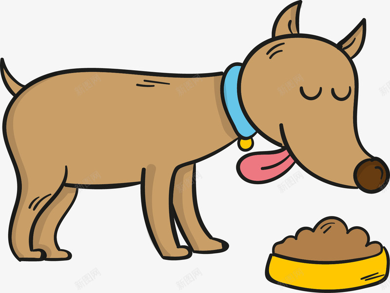 吃狗粮的可爱小狗png免抠素材_新图网 https://ixintu.com 动物 卡通 可爱的 吃食 小狗 狗粮 铃铛 食物