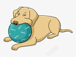 趴地上的海豹卡通手绘趴地上玩球小狗矢量图高清图片