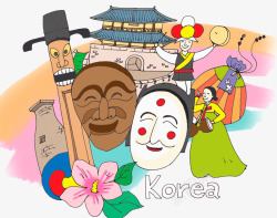 朝鲜半岛插画素材