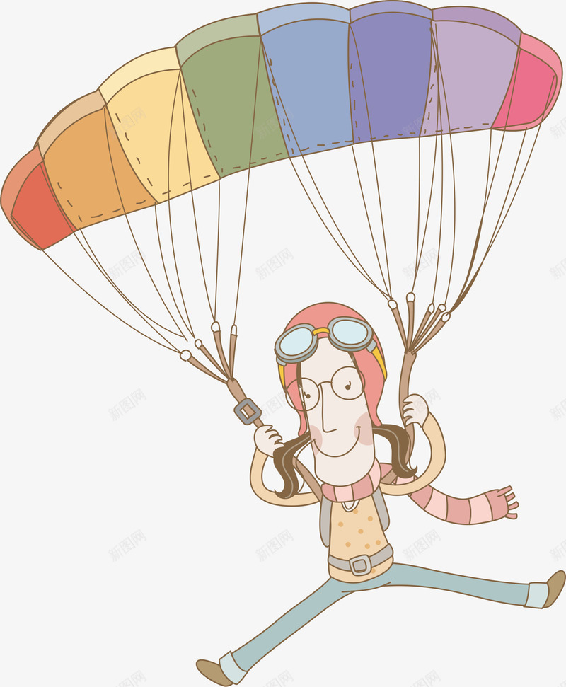 降落伞上的人png免抠素材_新图网 https://ixintu.com 卡通人物 手绘 降落伞 飞翔 飞翔的人