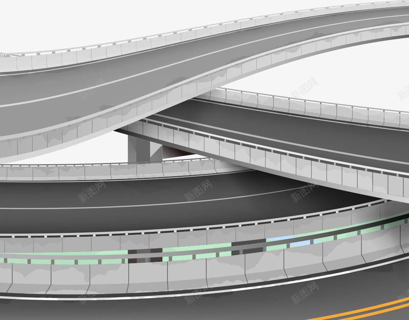 立交桥矢量图ai免抠素材_新图网 https://ixintu.com 城市 灰色 道路 矢量图