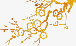 复古花卉创意金色梅花树枝简图高清图片