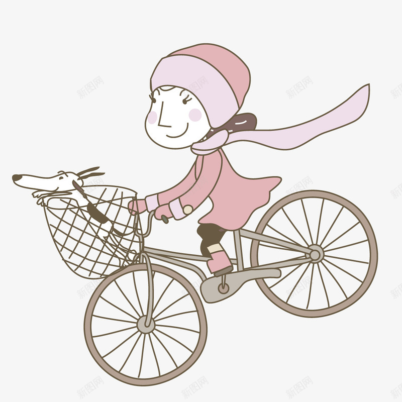 骑自行车带着小狗的女孩png免抠素材_新图网 https://ixintu.com 女孩 小狗 自行车