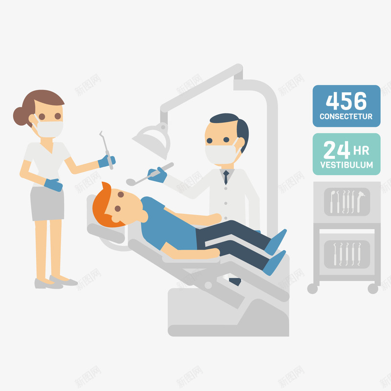 治疗中的患者png免抠素材_新图网 https://ixintu.com 医生 口罩 治疗 牙科