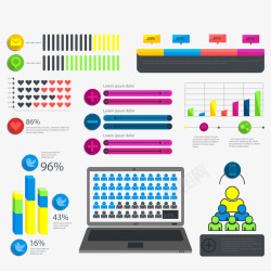 人群比例电脑大数据矢量图高清图片