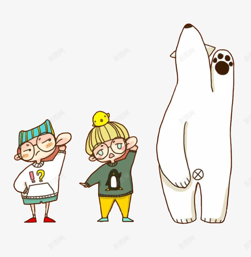 小朋友与北极熊png免抠素材_新图网 https://ixintu.com 北极熊 可爱 小女孩 手绘